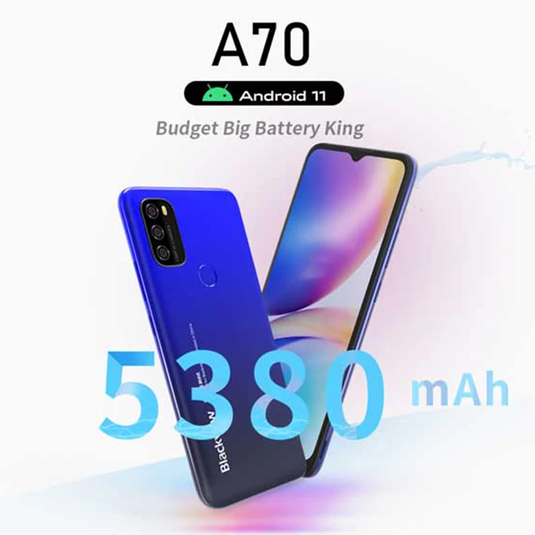 Blackview A70 Android 11 Smartphone 6.517 Inch Display Octa Core 3gb +32gb 5380mah 13mp Rear Camera 4g Mobile Phone