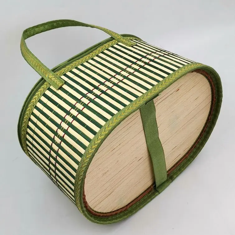 Decor weaving sustainable eco friendly empty bamboo fruit basket bamboo storage basket kitchen oval gift rattan bamboo basket