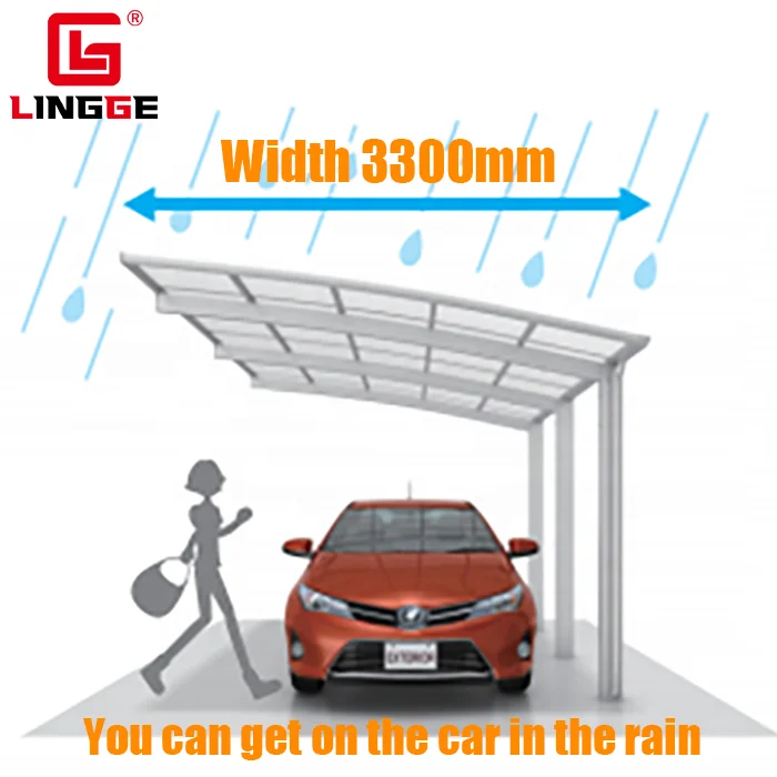 PC Sheet Carport Outdoor Weatherproof Aluminum Frame Custom Carport