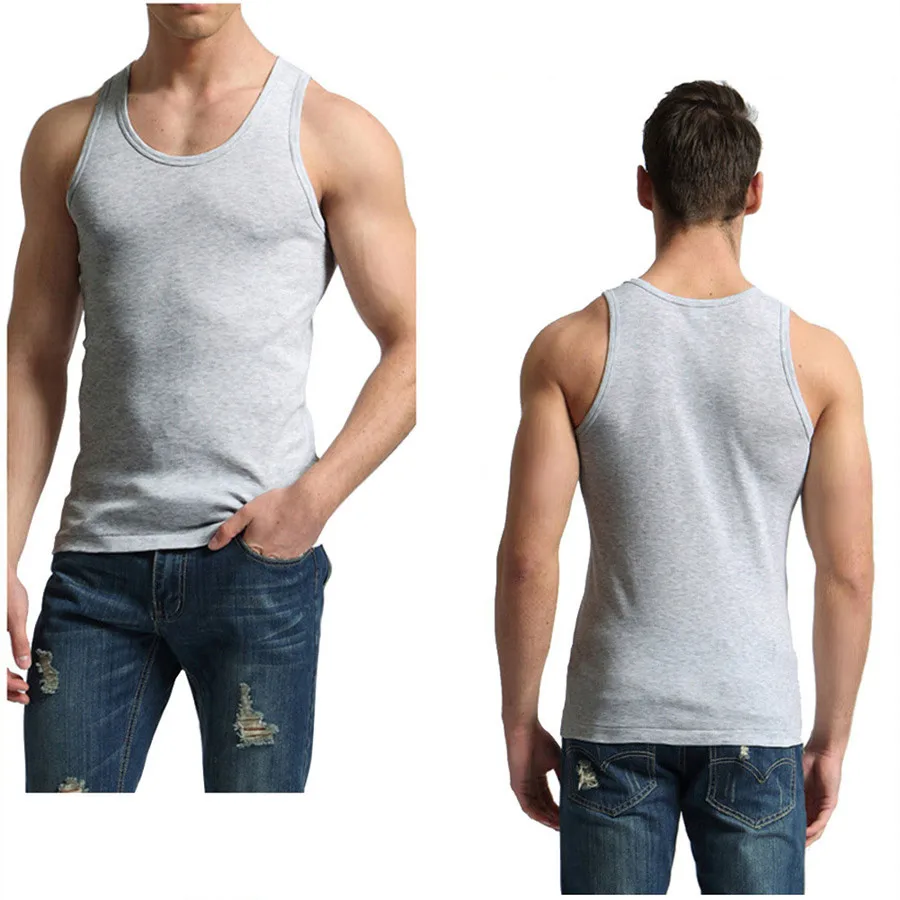 Оптовая продажа от китайского поставщика, регулируемая майка, белая майка, ребристый повседневный мужской топ для тренажерного зала, мужские жилеты для бодибилдинга