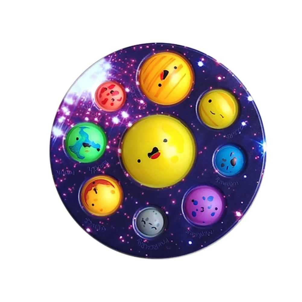 New Colorful 8 Planets Popit Fidget Toys Stress Relief Colorful Plastic Pressure Relieving Toys New Simple Fidget Toys