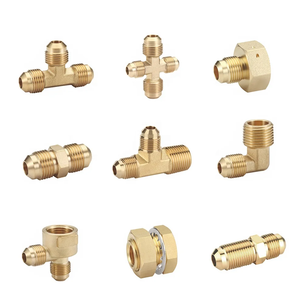 Lanlang Custom 1/4 Brass Fitting 1/2 3/4 5/8 Nipple Connector Pipe Threaded Copper Brass Union nipple Insert Nut