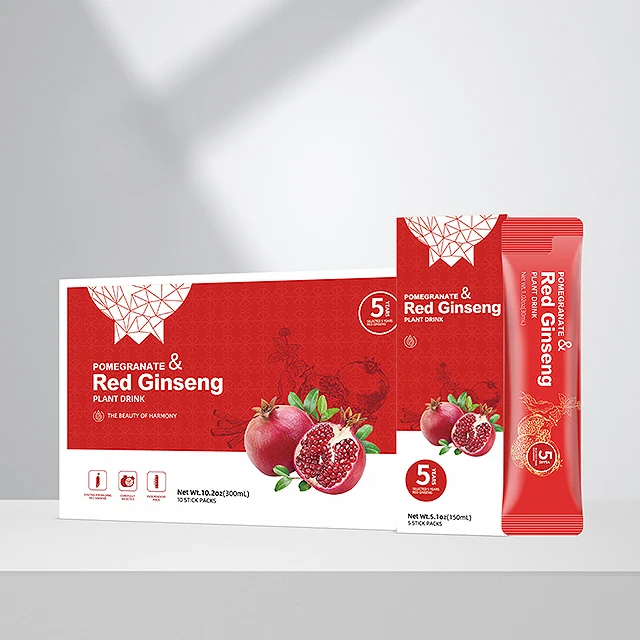 OEM ODM functional foods manufacturer Beauty Drink 5 Years Red Panax Ginseng Roots Extract with Pomegranate 30ml * 10 Sticks
