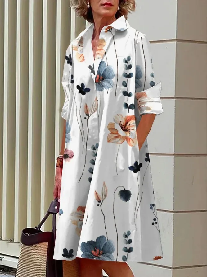 Wholesale New Arrivals Fashion Boutique Clothing Midi Knee Length Casual Abstract Painting Printed Women Dresses