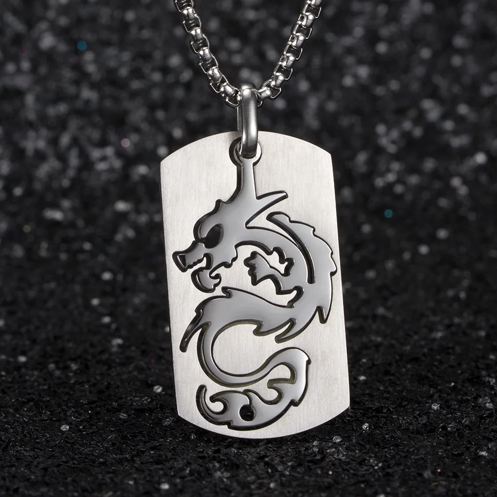 2024 new fashion Retro Titanium steel  Chinese gold dragon  necklace for man