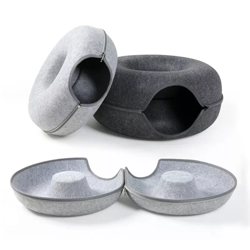 Relaxlines 2023 High Quality Hot Selling Donut Shape Felt Cat Tunnel House