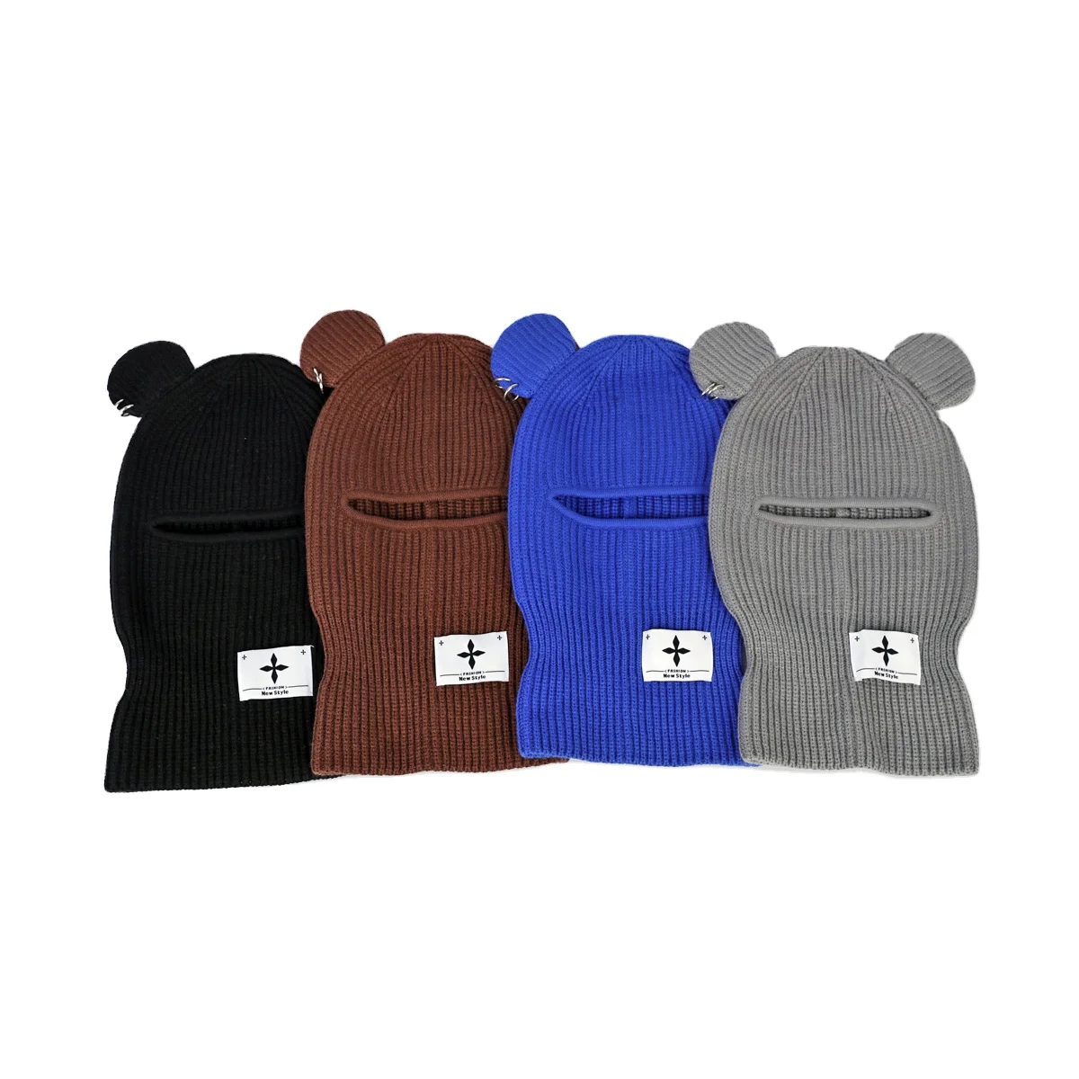 New Style Warm Plain Face Masks Beanie Knitted Mask Animal Balaclava Custom Bear Ear Hole Ski Mask