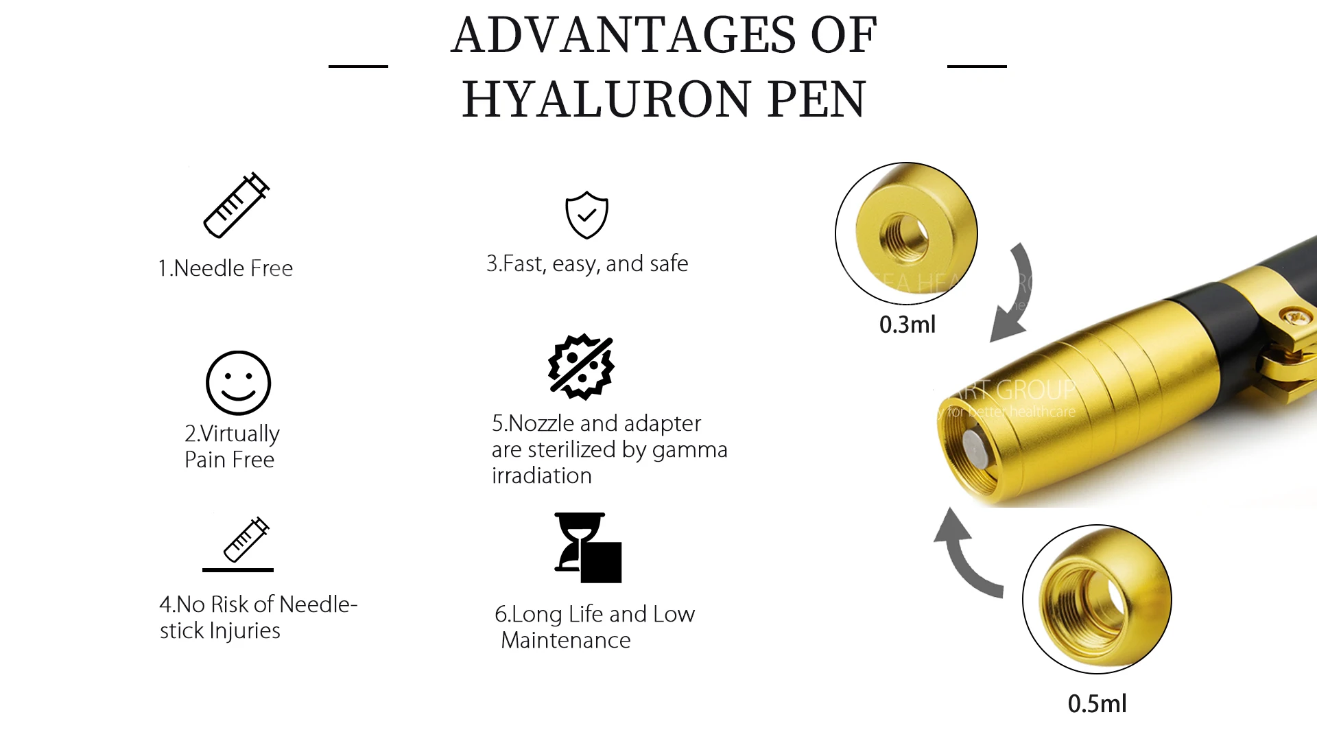 High quality hyaluronic acid injecting filler anti-wrinkles meso hyaluronic injection pen