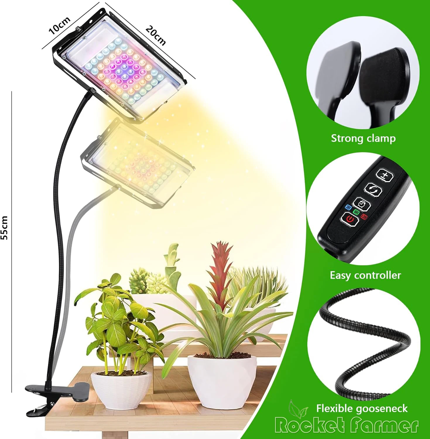 Auto On & Off Timer Table Top Stand Grow Lamp UV IR Full Spectrum Plant Light for Hydroponic Indoor Plants