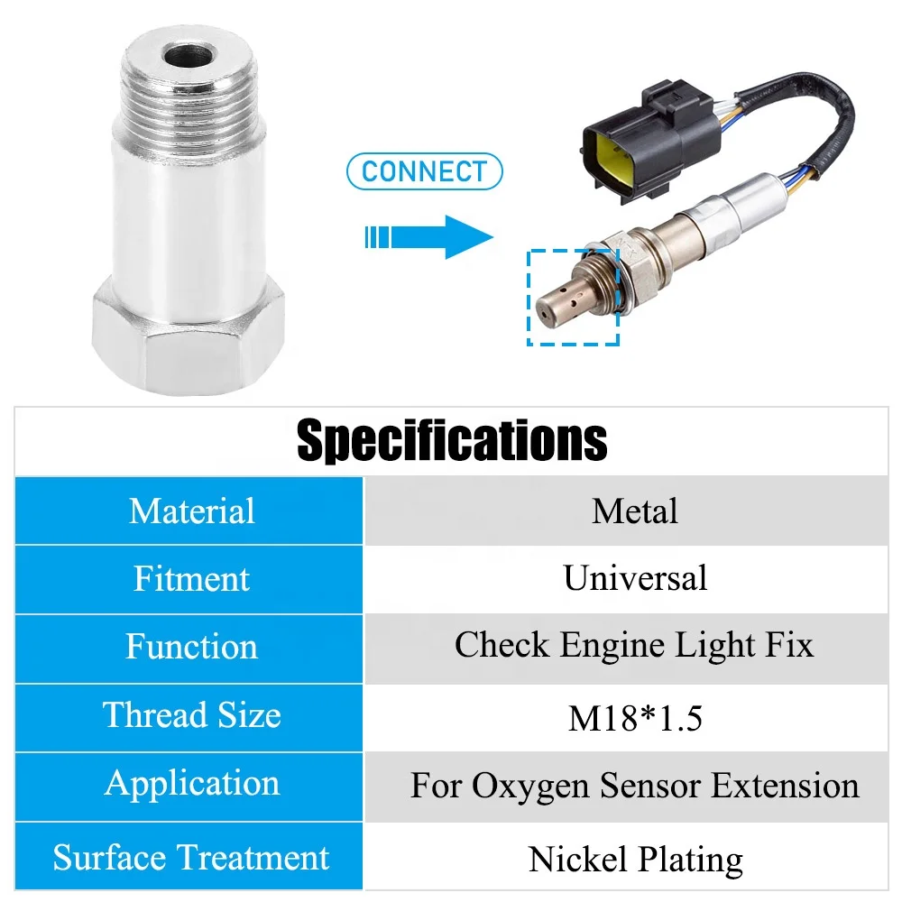 M18x1.5 O2 Oxygen Sensor Extender Spacer Joints Converter For OFF Road Car CEL SES DTC Fix Check Engine Light Eliminator Adapter