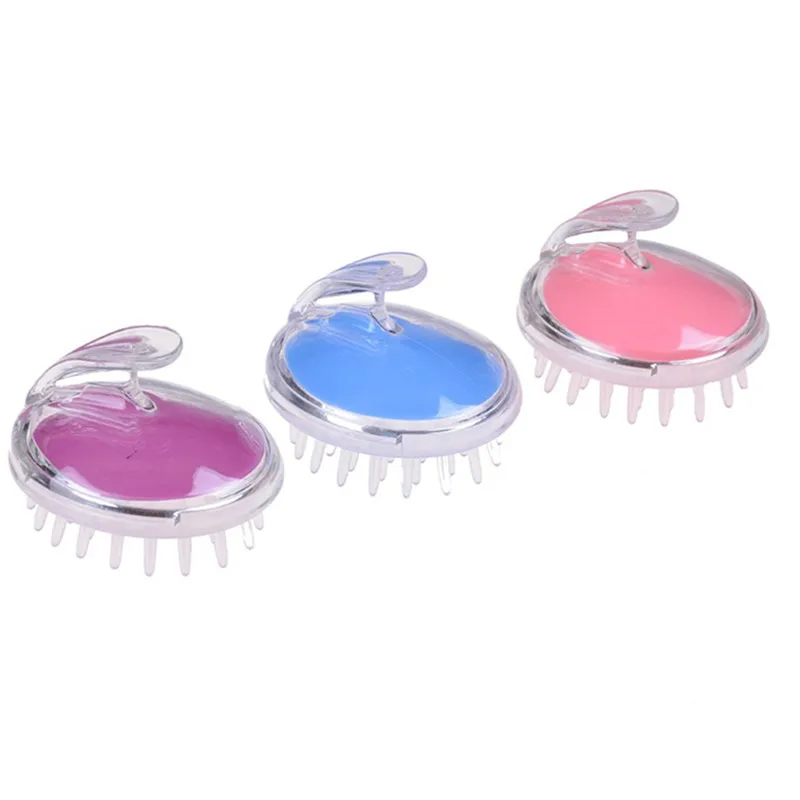 Wholesale soft plastic handle silicone head hair scalp massager shampoo cleaning hair brush