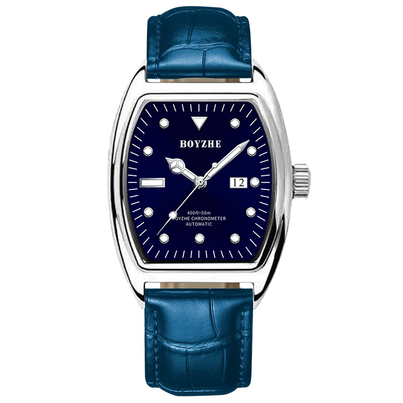 New arrival BOYZHE WL051 stainless steel case leather strap Japan citizen movement mechanical watch for men