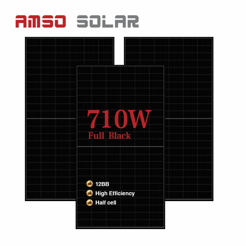 New technology 700W 710W 750W 800W 1000W all black half cell solar panel for home solar system