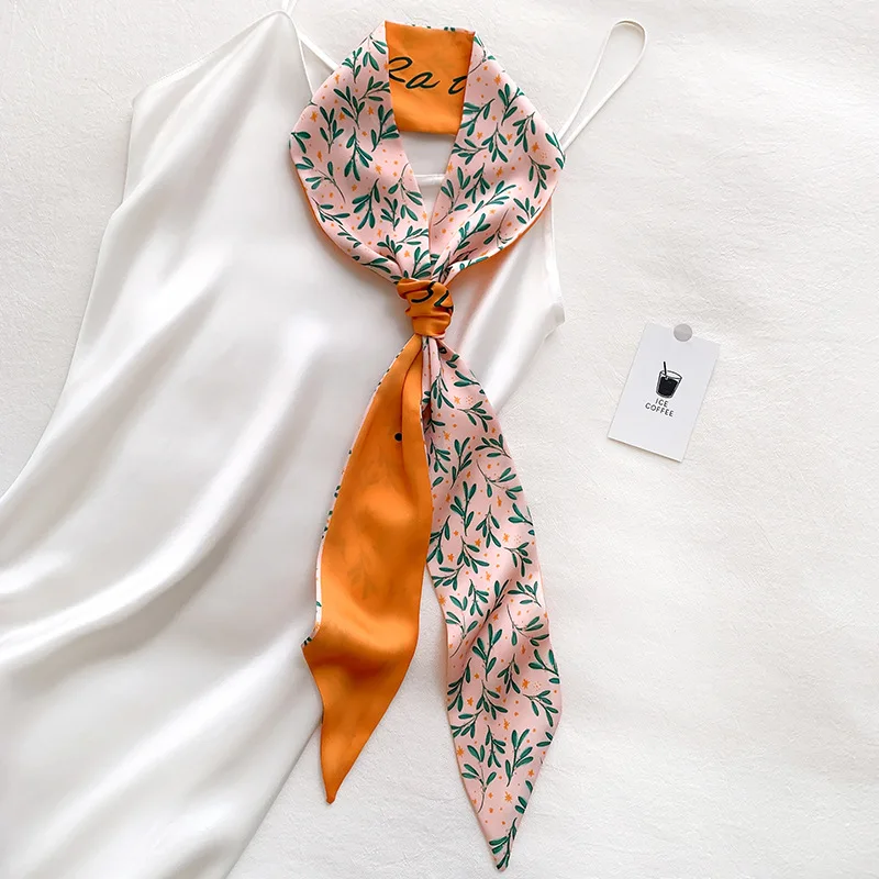Шелковая узкая лента с двумя краями, атласная лента, брендовая модная индивидуальная печать Twillies Slik шарф для женщин