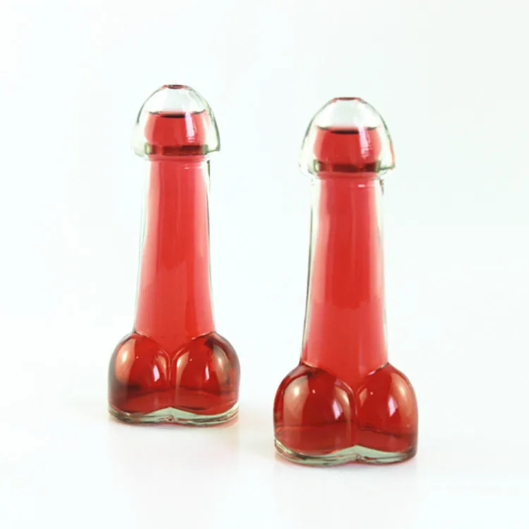 design sexy penis shape glass bottle cocktail shot glass liquor bottles with straw