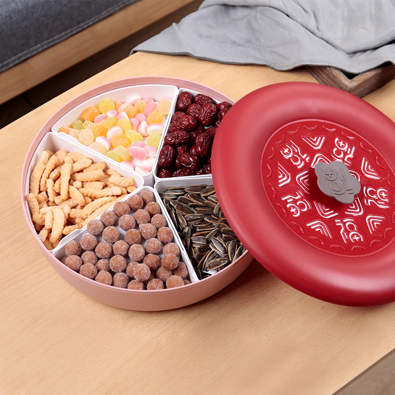 Товары для дома на заказ, пластиковый лоток для сухих фруктов, лоток для конфет с 5 отсеками