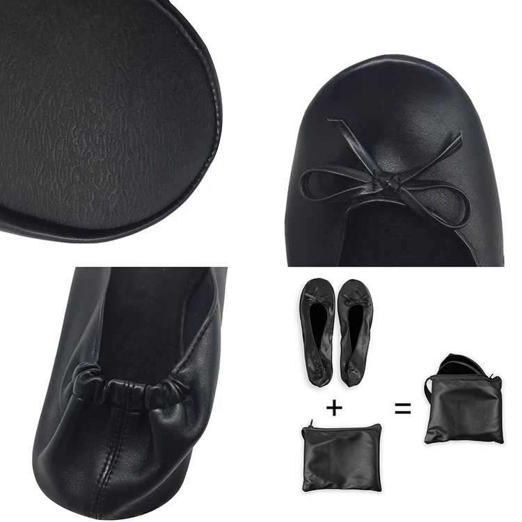 Custom Logo Women Soft Foldable Ballet Slides Ballerina Slippers After Party Shoes with Bag