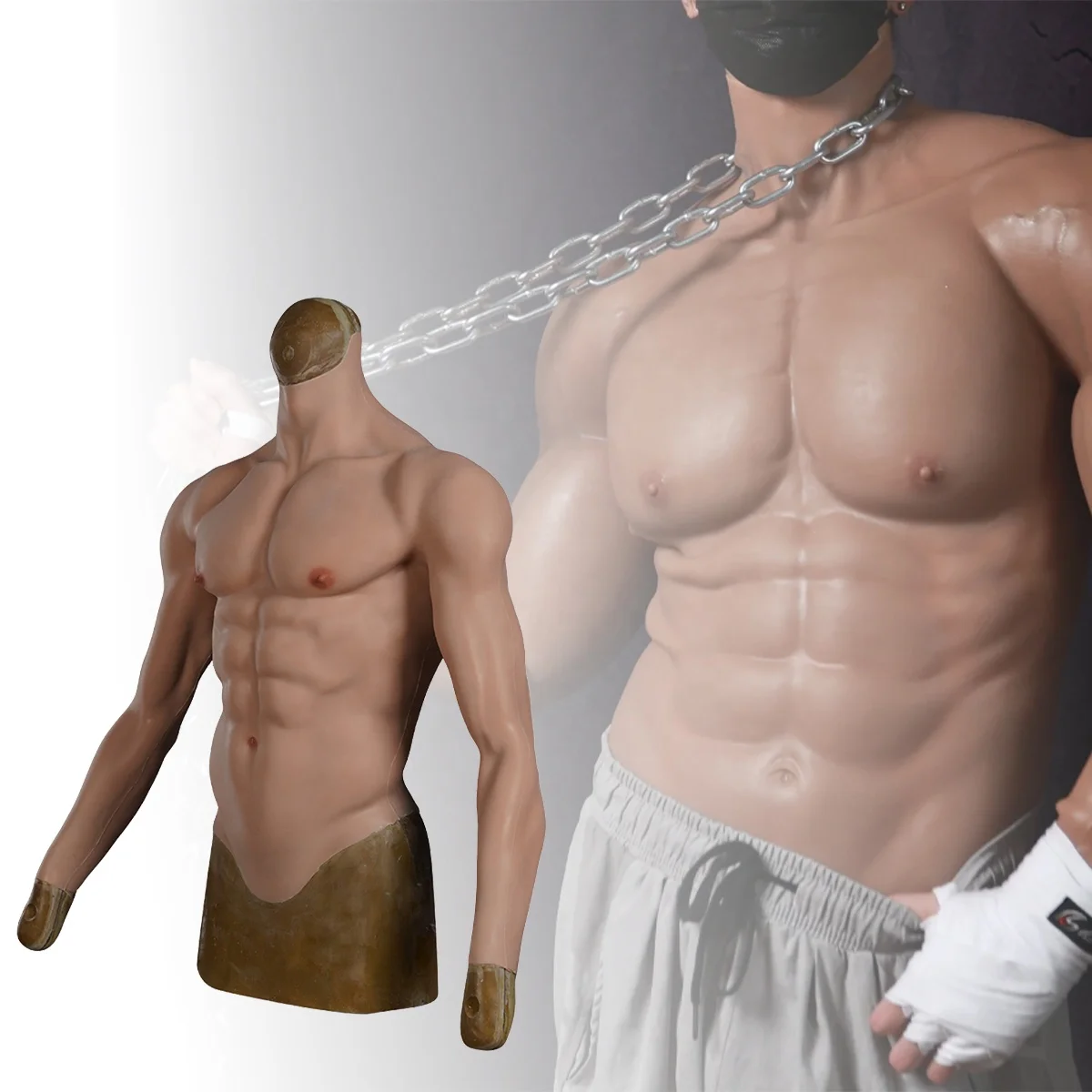 Artificial Abs For Men Realistic Chest Silicone Fake Muscle Suit With Arms Male Cosplay Costume Transvestite Crossdresser