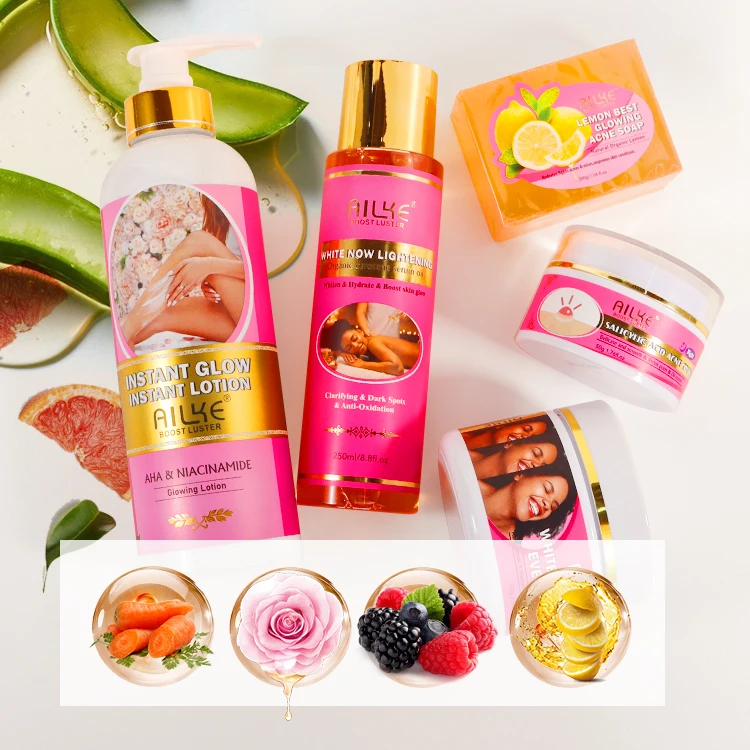 Korean Cosmetics Beauty Face Cream Soap Body Oil Lotion Lightening Vitamin C Anti Acne Ailke Skin Care Set For Women