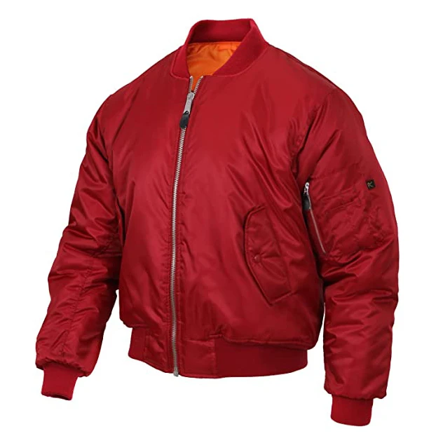 Outdoor winter red reversible  classic flight bomber pilot jacket men