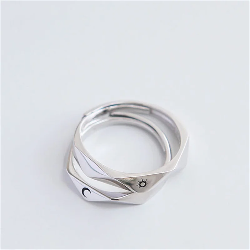 Men Women Fashion jewelry Paired Couple Finger Rings for Him and Her Sets Best Friends Metal Adjustable Opening Sun and Moon Rin