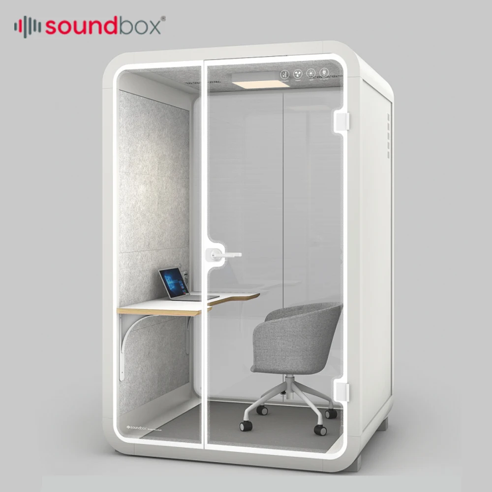 Soundbox M Size Private Office Pod Indoor Soundproof Work Space Meeting Box Noise Reduction Easy Installation Work Pod