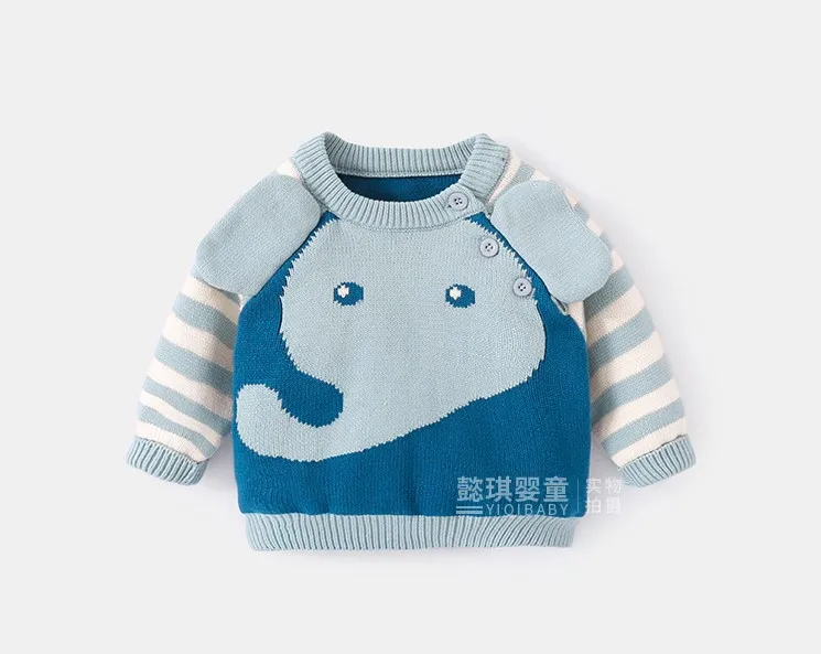 cartoon jacquard thickening knit baby sweaters winter baby clothes kids pullovers