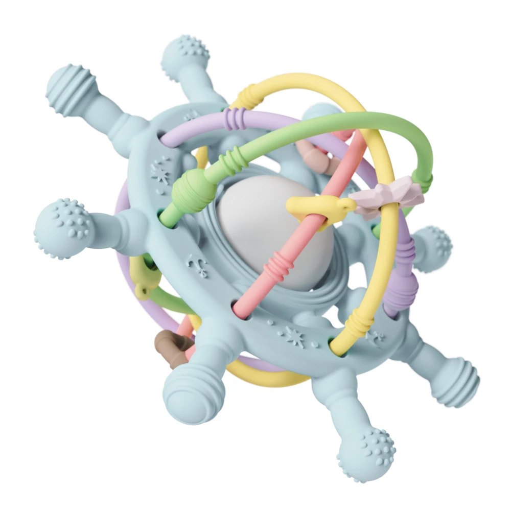 ES-Pro 100% Food Grade Silicone Baby Toys Soft Silicone Montessori Toy Baby Rattle Puzzle Chew Toys Factory Wholesale Free