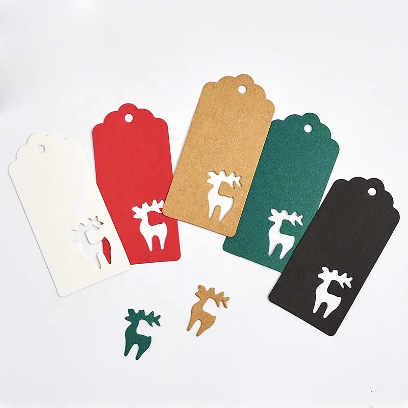 Custom thickened paper bookmark with handle colorful art paper hanging tags with embossed logo colored die cut hanging tag