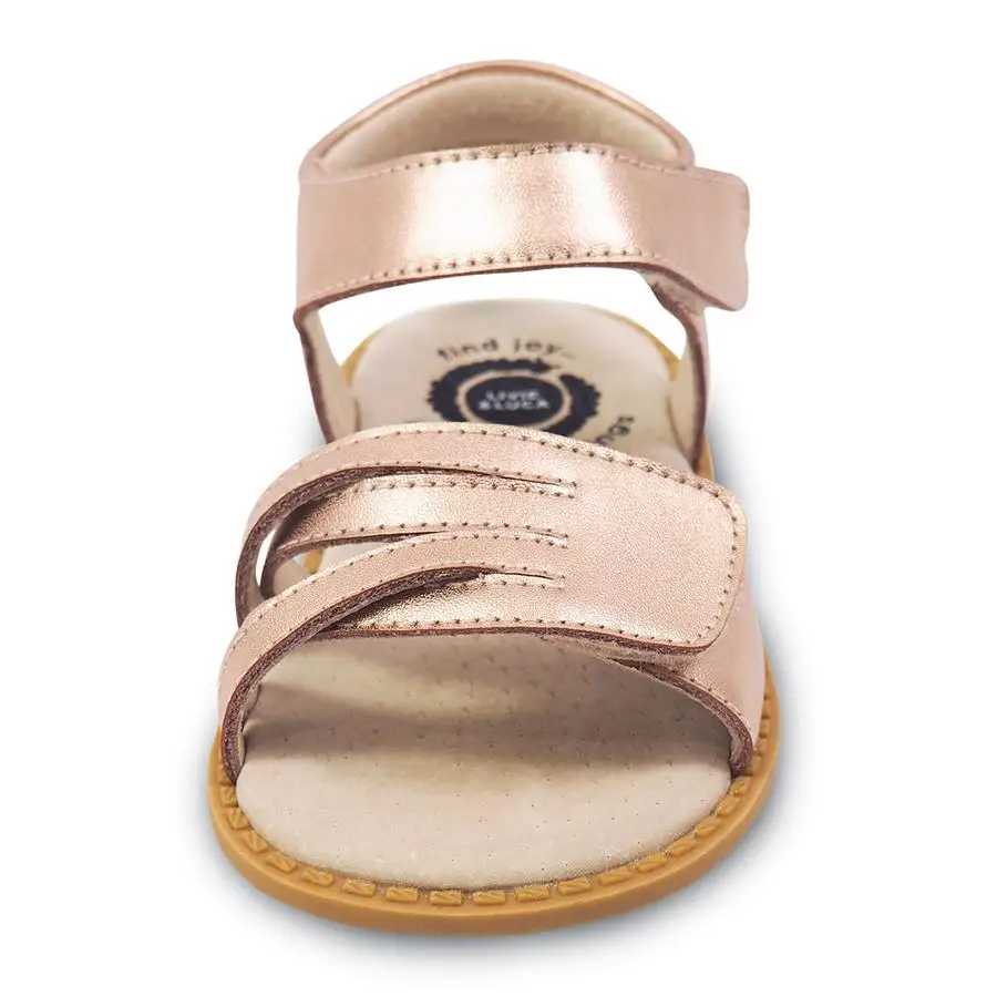 Livie And Luca Quality Mary Jane Barefoot Flat Breathable Leather Princess Dress Casual Cute Print Slipper Gold Sandal 2022