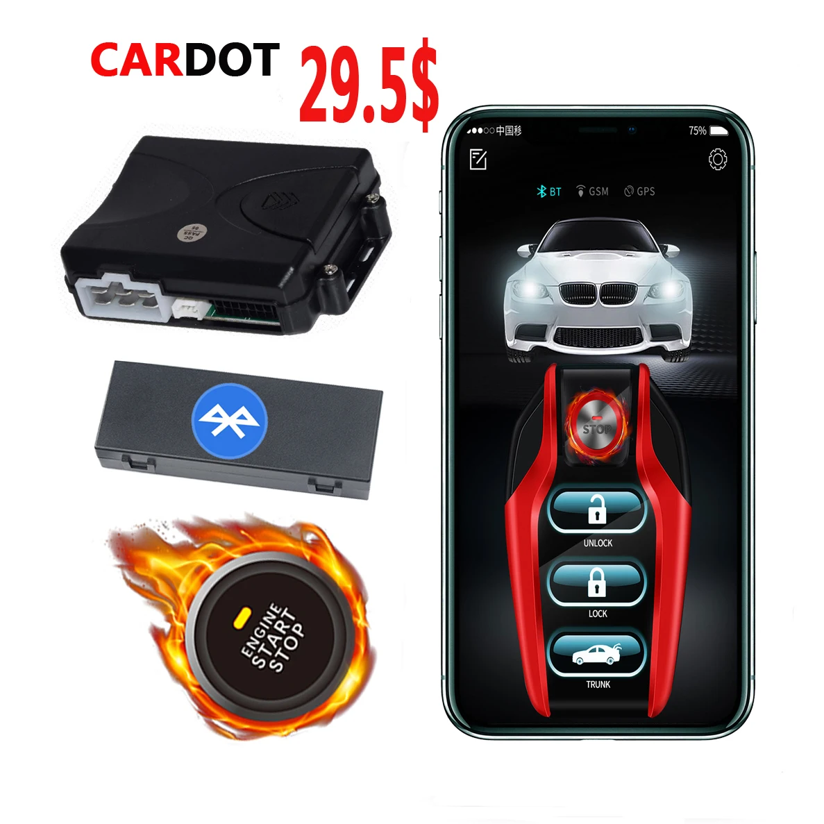 Drop Shipping KOL Cardot Best Remote Push Engine Start Stop Button Kit Smart Car Alarm