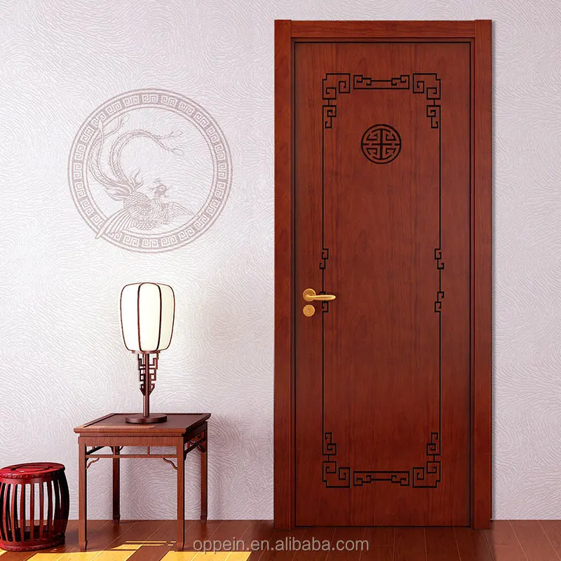 OPPEIN China Red Cherry Solid Design Wood Door for House