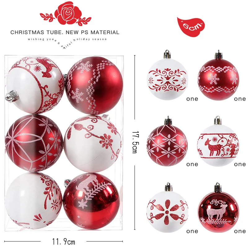 Factory Custom High Quality Colorful 6cm Christmas Tree Decorations Plastic Big Mixed Christmas Balls Ornaments Bulk