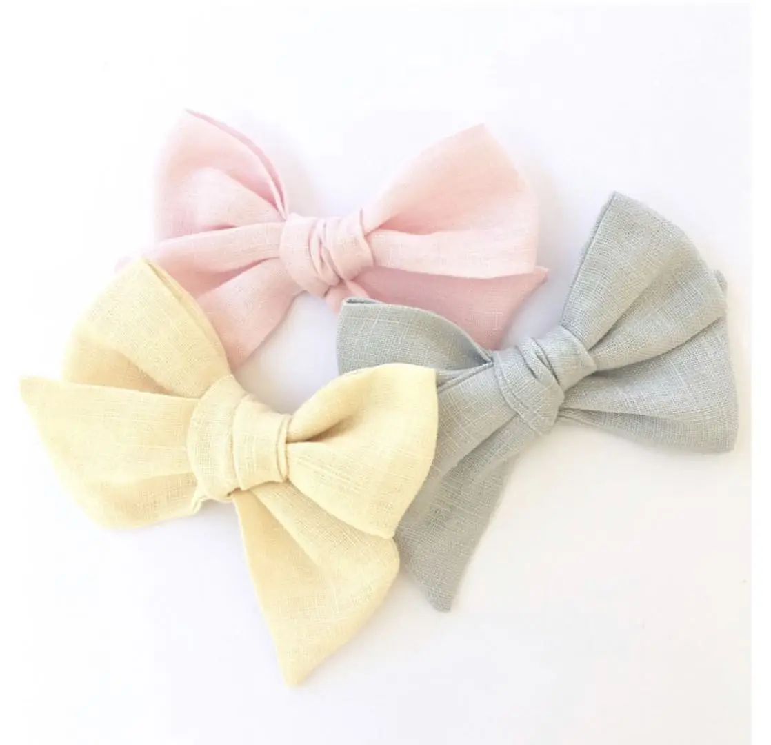 Детский бант для волос на заказ, льняной бант для девочек, зимний бант для волос