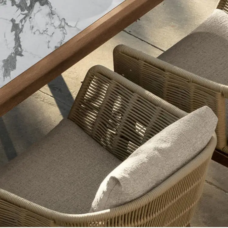 Patio Party French Bistro Cafe Furniture Stackable Garden Outdoor Dining Rope Chair