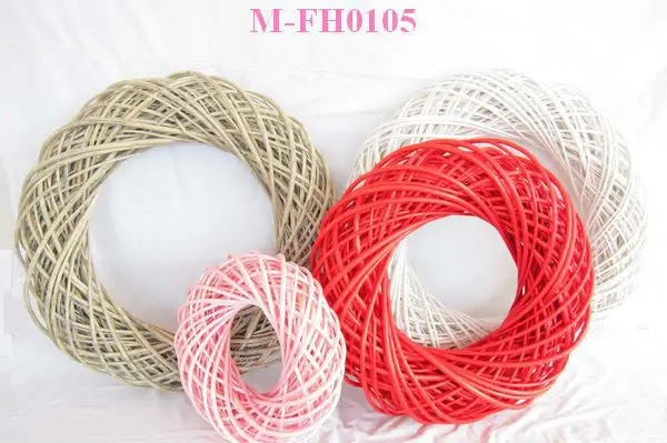 Hot sale white Christmas wicker wreath decoration