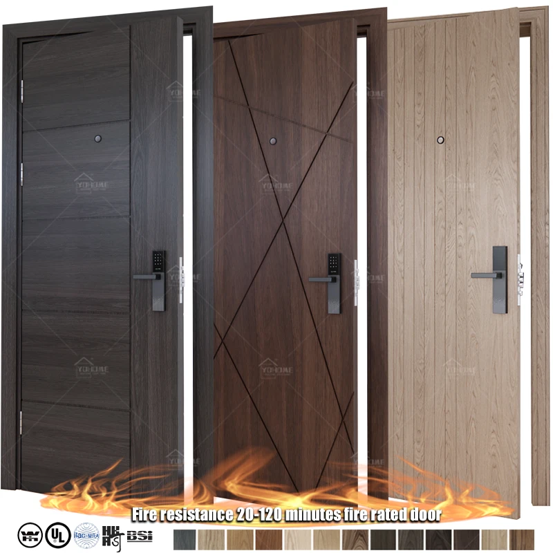 UL10b-10c Fire protection Certification Fd30 Wooden Door Fireproof Soundproof Hotel Room Proof Interior