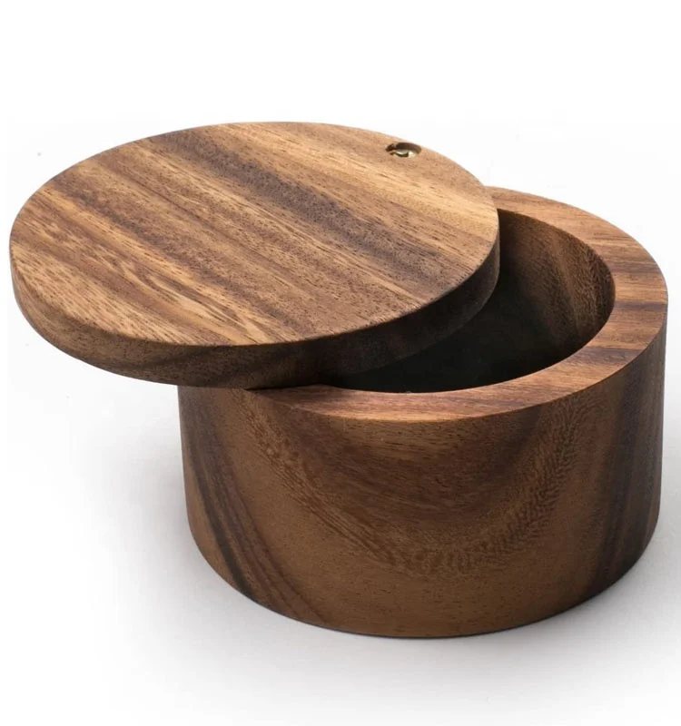 Wholesale acacia wood Appalachian Salt Cellar storage box for kitchen