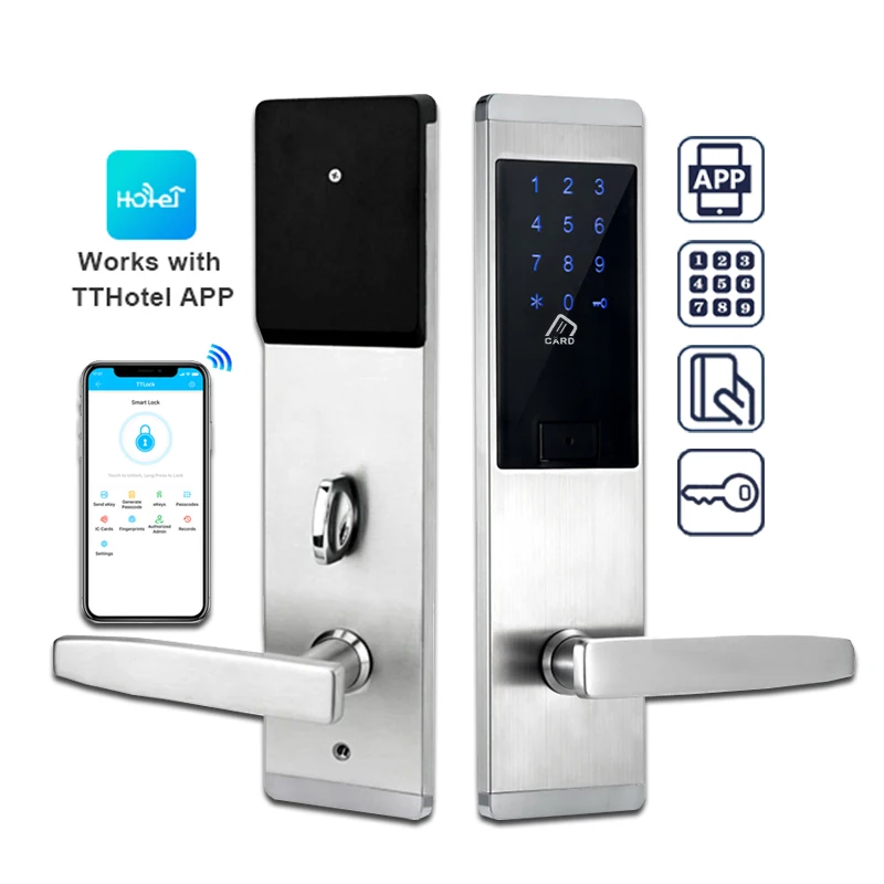 Smart Door Lock Electronic Digital Code RFID Card TTLock App ANSI Hotel Door Lock Security System