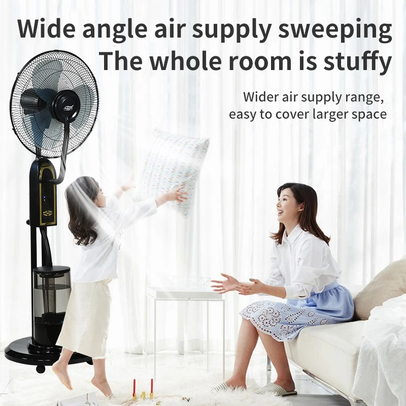 manufacturer 16 inch CE CB Rosh electric remote control mist standing fan indoor mist fan with water