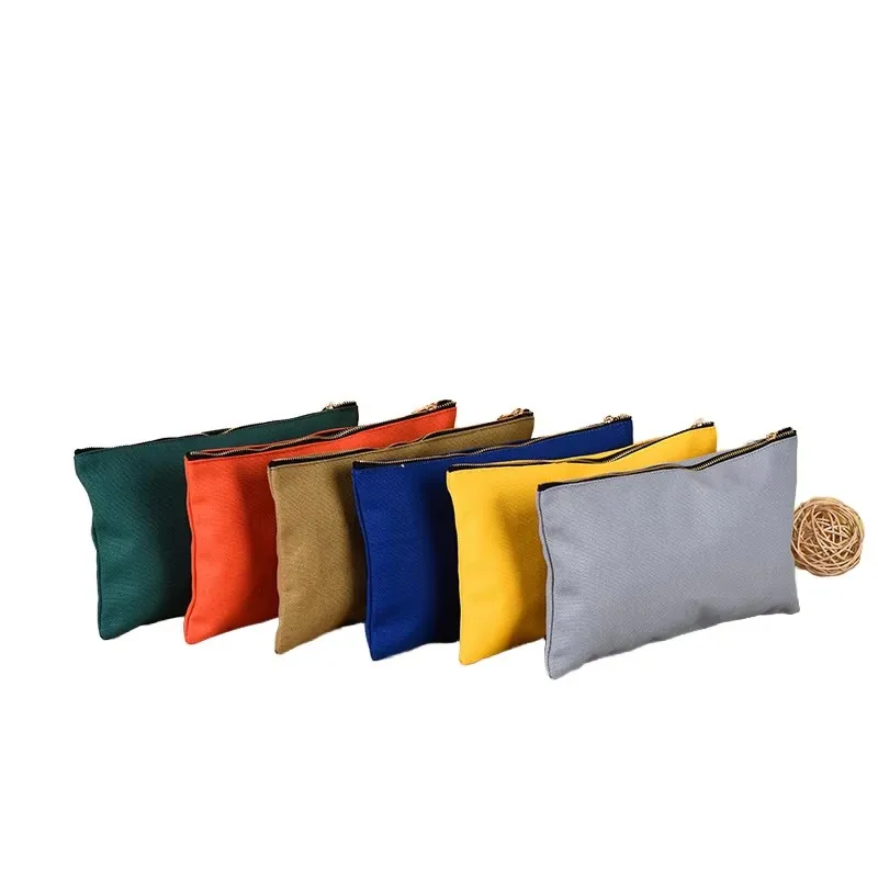 Custom Solid Color Canvas Coin Purse Zipper Mini Pen Key Bag Shopping Portable Storage Handbags Foldable Money Bags