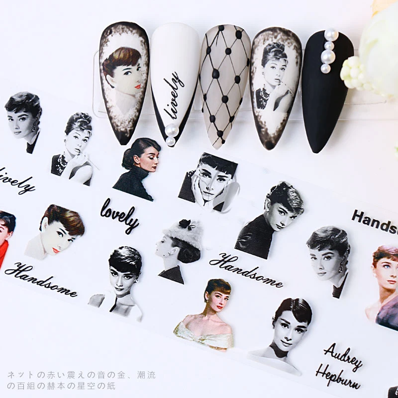 10Pcs/box Stars Lattice Transfer Holographic Charm Women Flowers Butterfly Colorful Celebrity Nail Art Foil Transfer