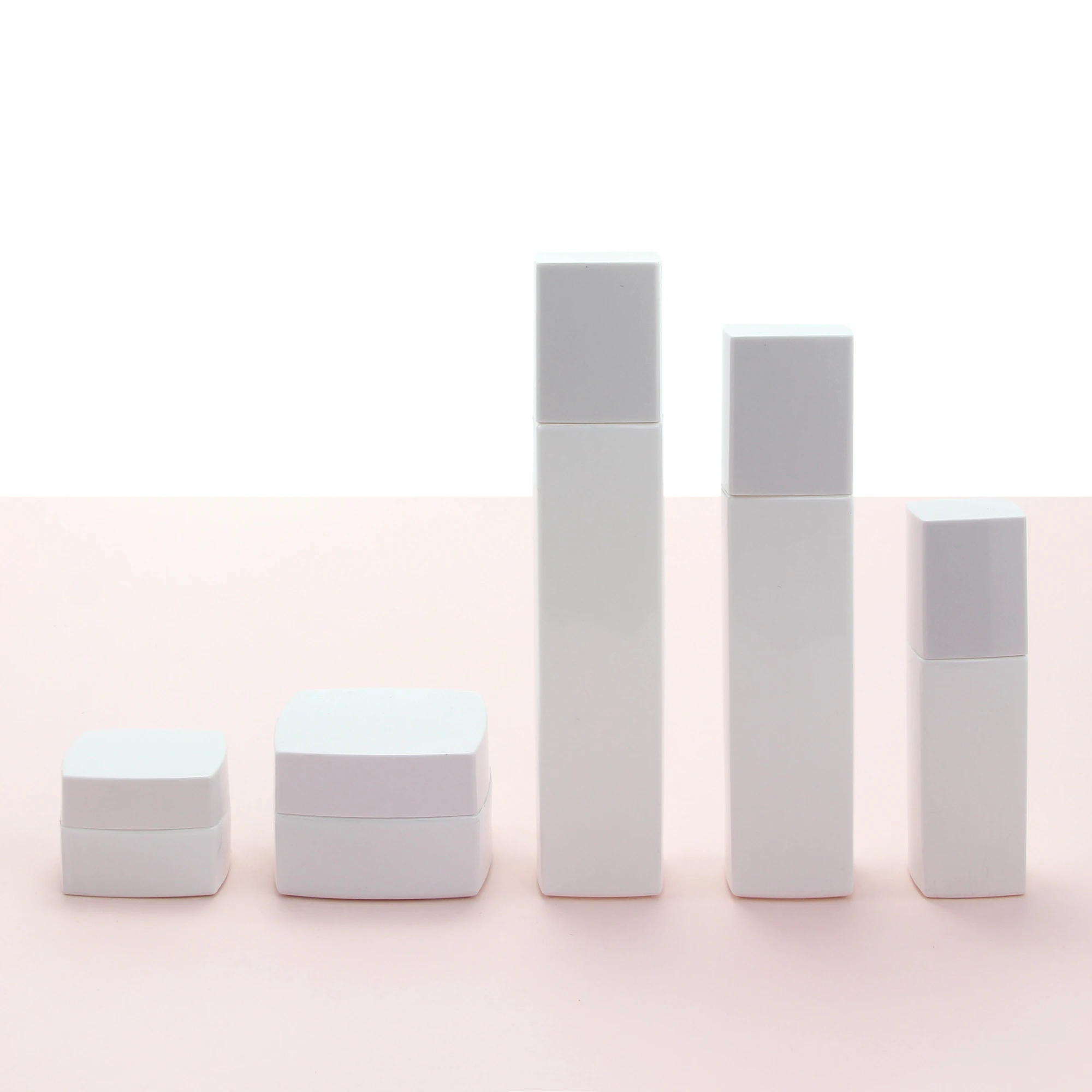 Wholesale thick bottom rectangle frosted glass cream jar and body lotion pump bottle for skincare packaging