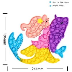 Rainbow Silicone Simple Dimple Animals Theme Antistress Decompression Squeeze Stress Relief Fidget Toys for Adult Kids