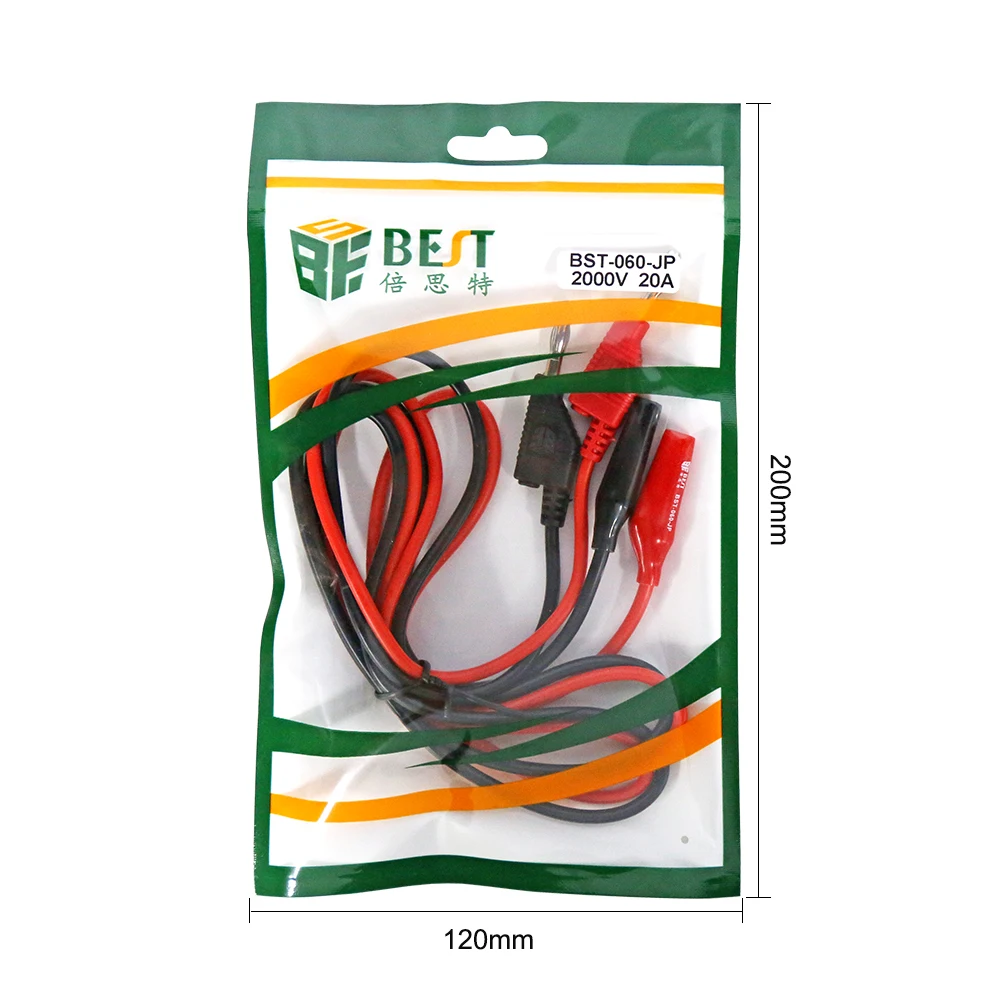 2000V 20A Rohs BST-060-JP Pure copper nickel plated superconducting stackable banana plug to alligator clip test leads