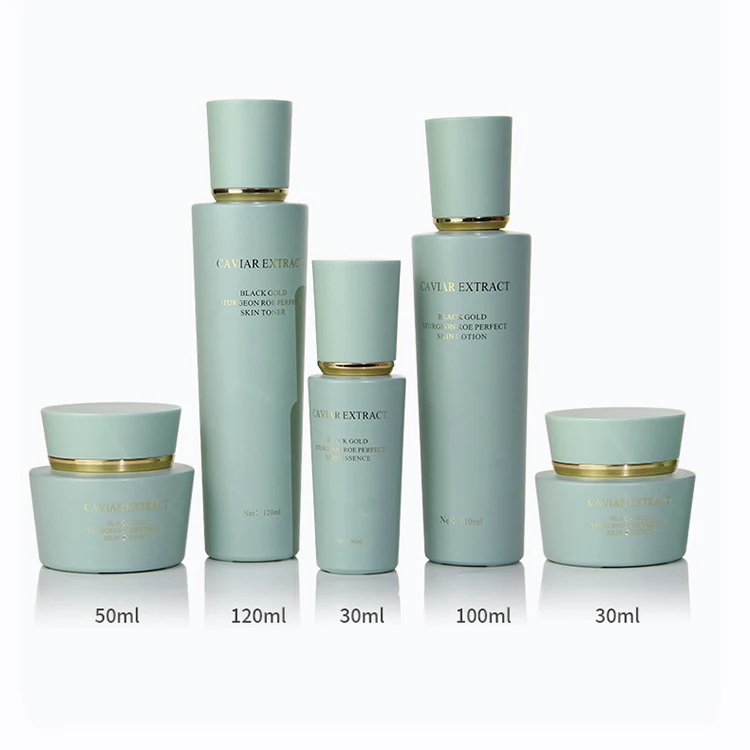 Exquisite luxury conical glass bottle for cosmetic skin care packaging 120ml 110ml 30ml pump bottle 50g 30g 1OZ glass cream jar