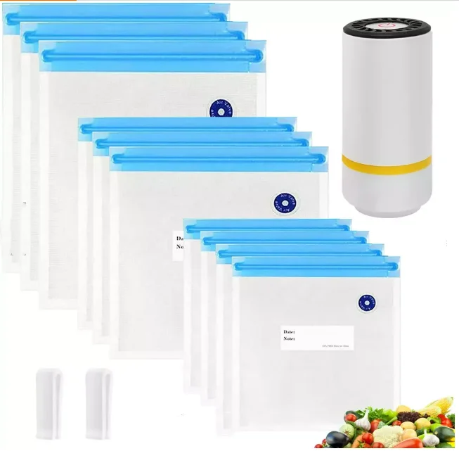 Custom Food Grade Fruit Meat Fish Storage Bag Household Sous Vide Food Reusable Vacuum Zipper Bag