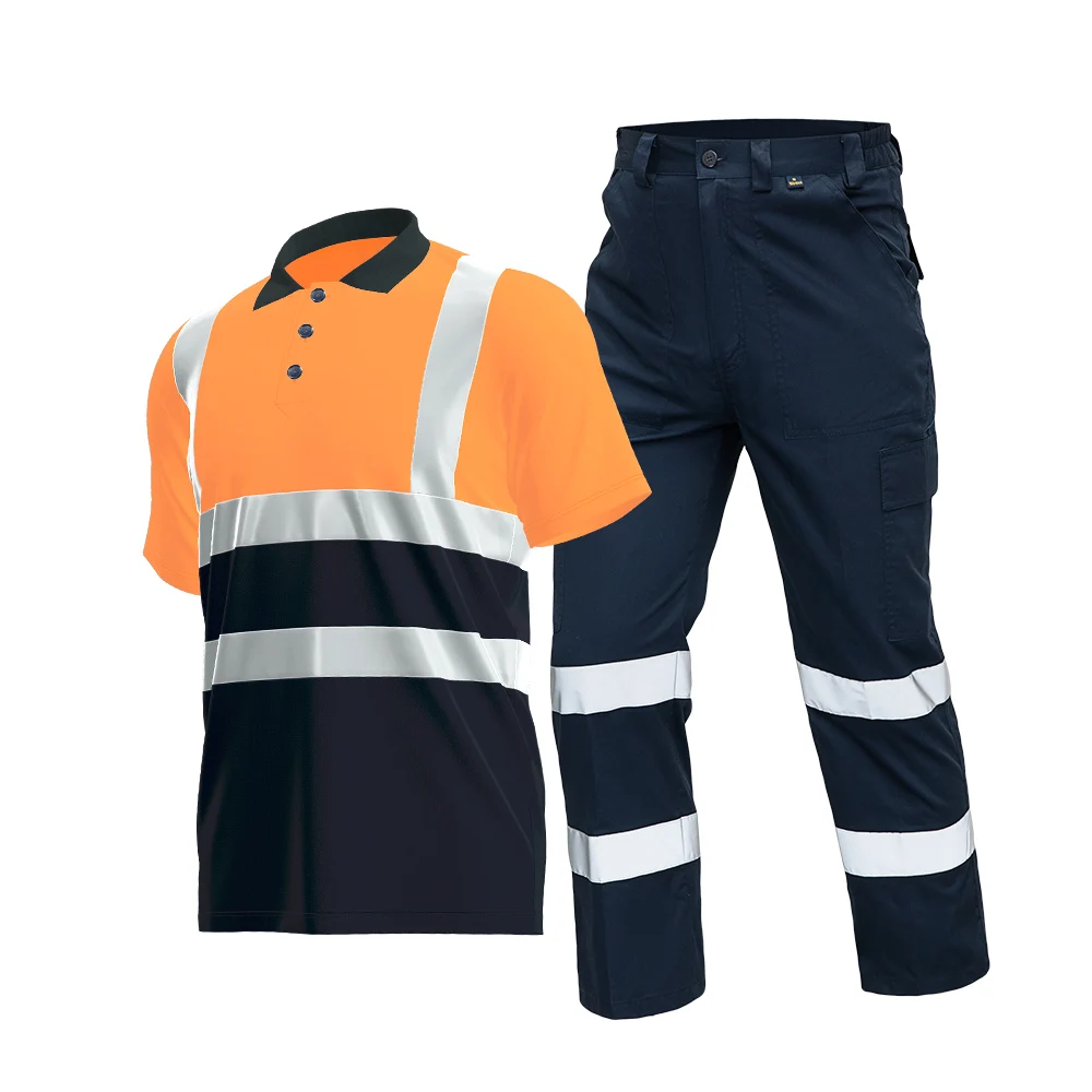 Summer Short Sleeve Quick Dry Polo Shirts Reflective Strips Safety Work T Shirt Construction Work Pants