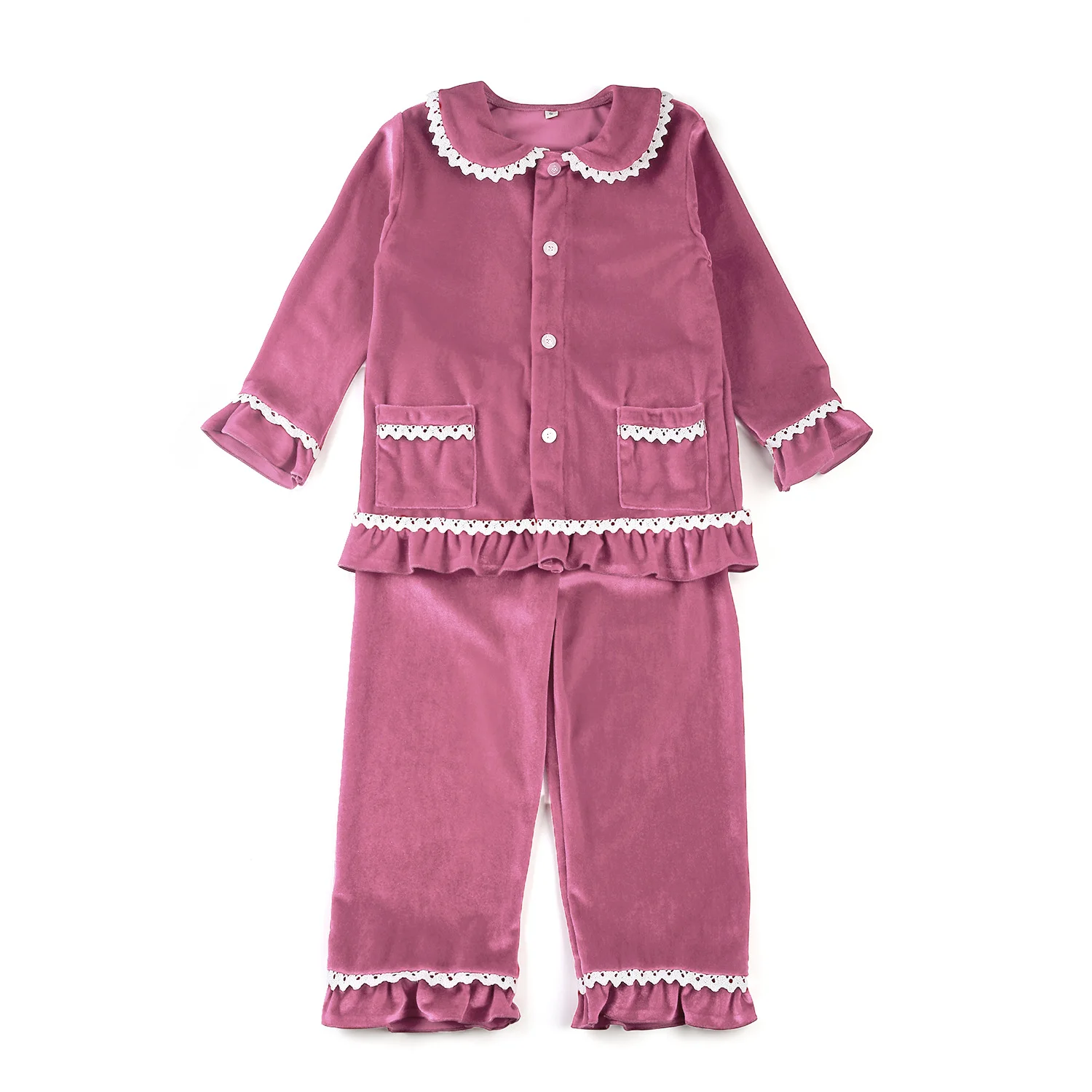 2023 New Fashion Kids Girl Khaki Color Christmas Pyjamas Nightgown Set Winter Sibling Matching Cute Soft Velvet Pajamas