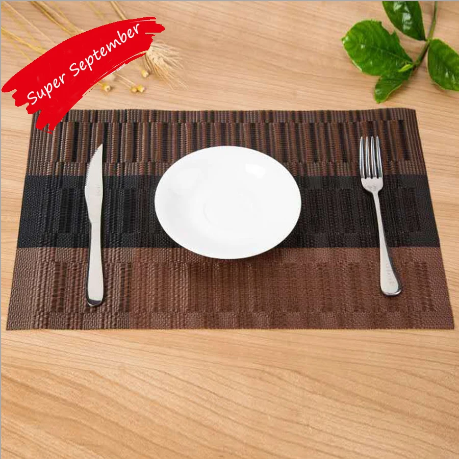 Good quality pvc woven vinyl material modern design table mat